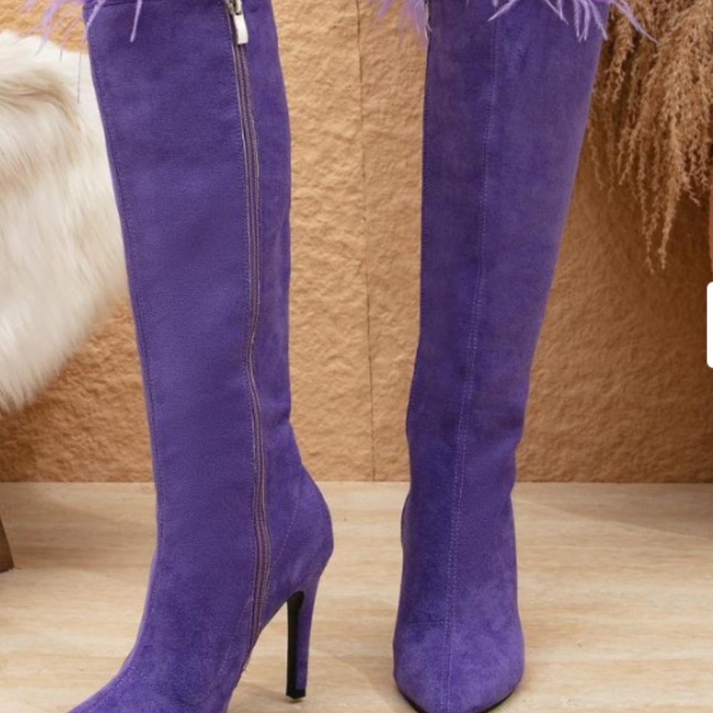 Purple suede boots